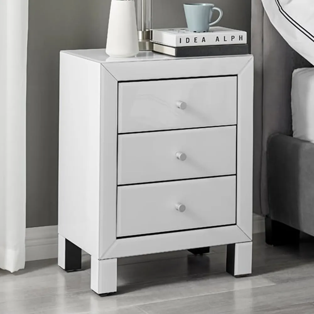 Lacey Large 3 Drawer Bedside Table - White