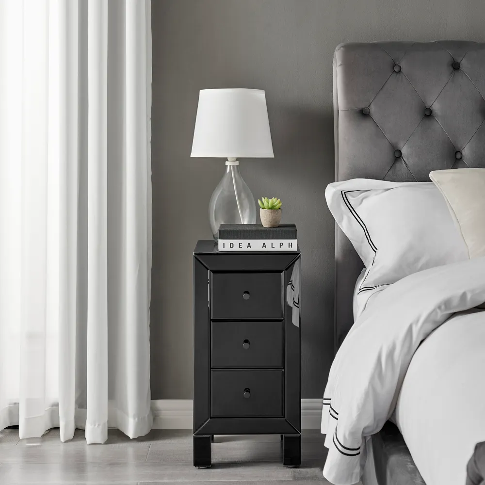 Lacey Small 3 Drawer Bedside Table - Black