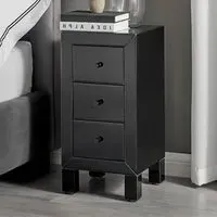 Lacey Small 3 Drawer Bedside Table - Black