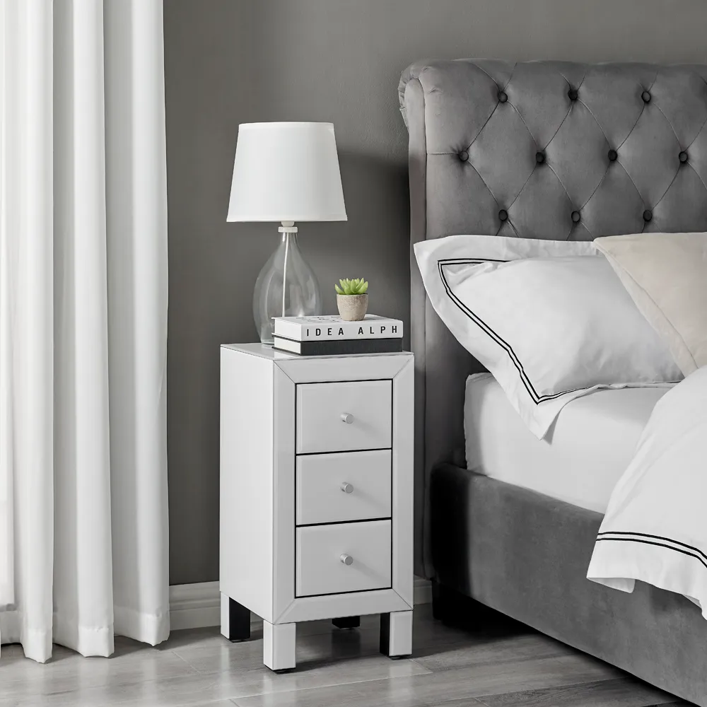 Lacey Small 3 Drawer Bedside Table - White