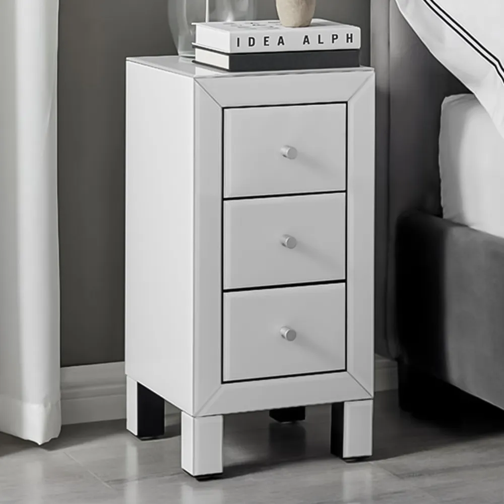 Lacey Small 3 Drawer Bedside Table - White image