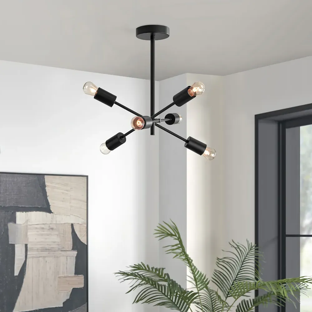 Laela Sputnik Chandelier Ceiling Light - Black