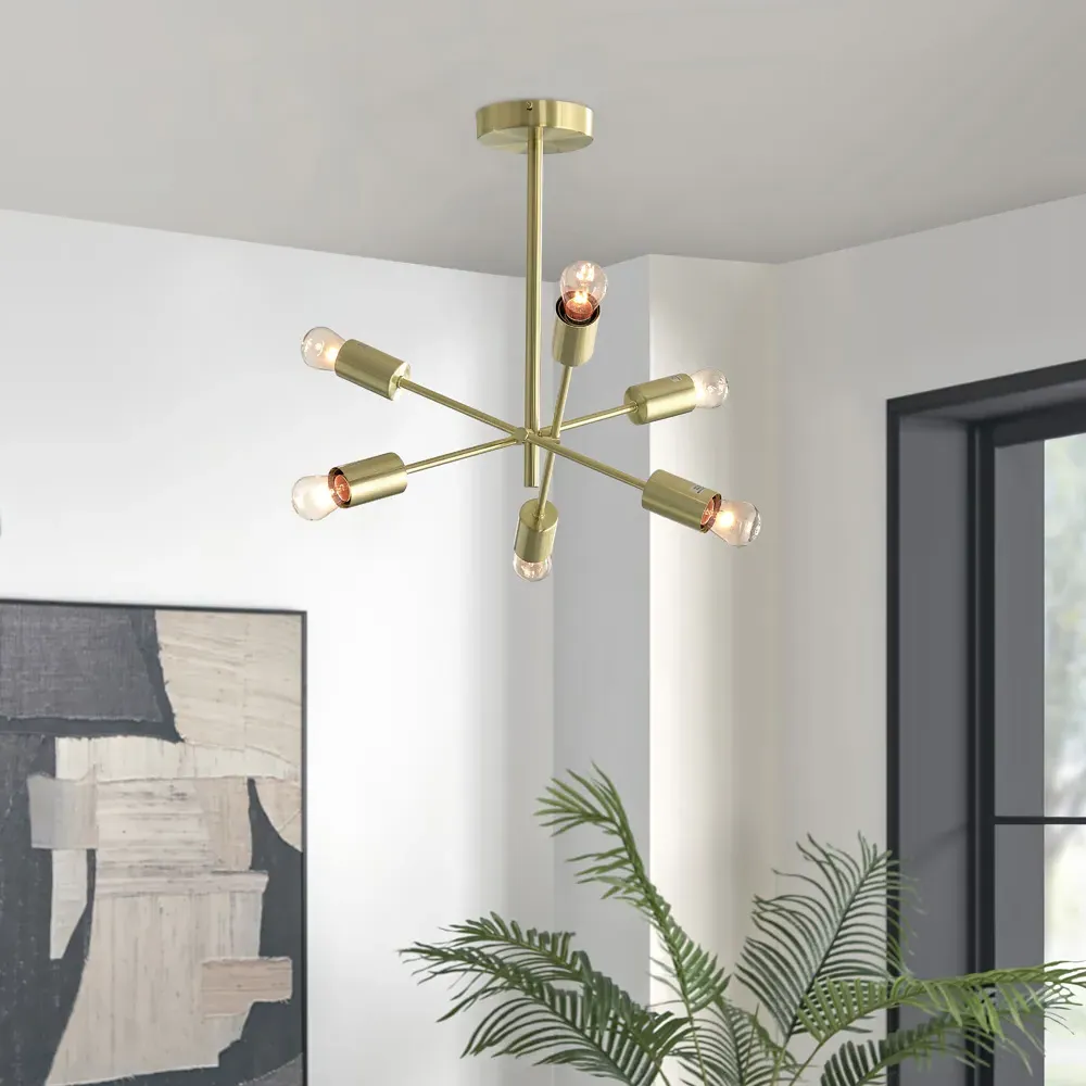 Laela Sputnik Chandelier Ceiling Light - Brass