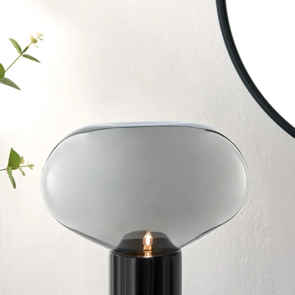 Lauren Smoked Glass Table Lamp - Black, Marble