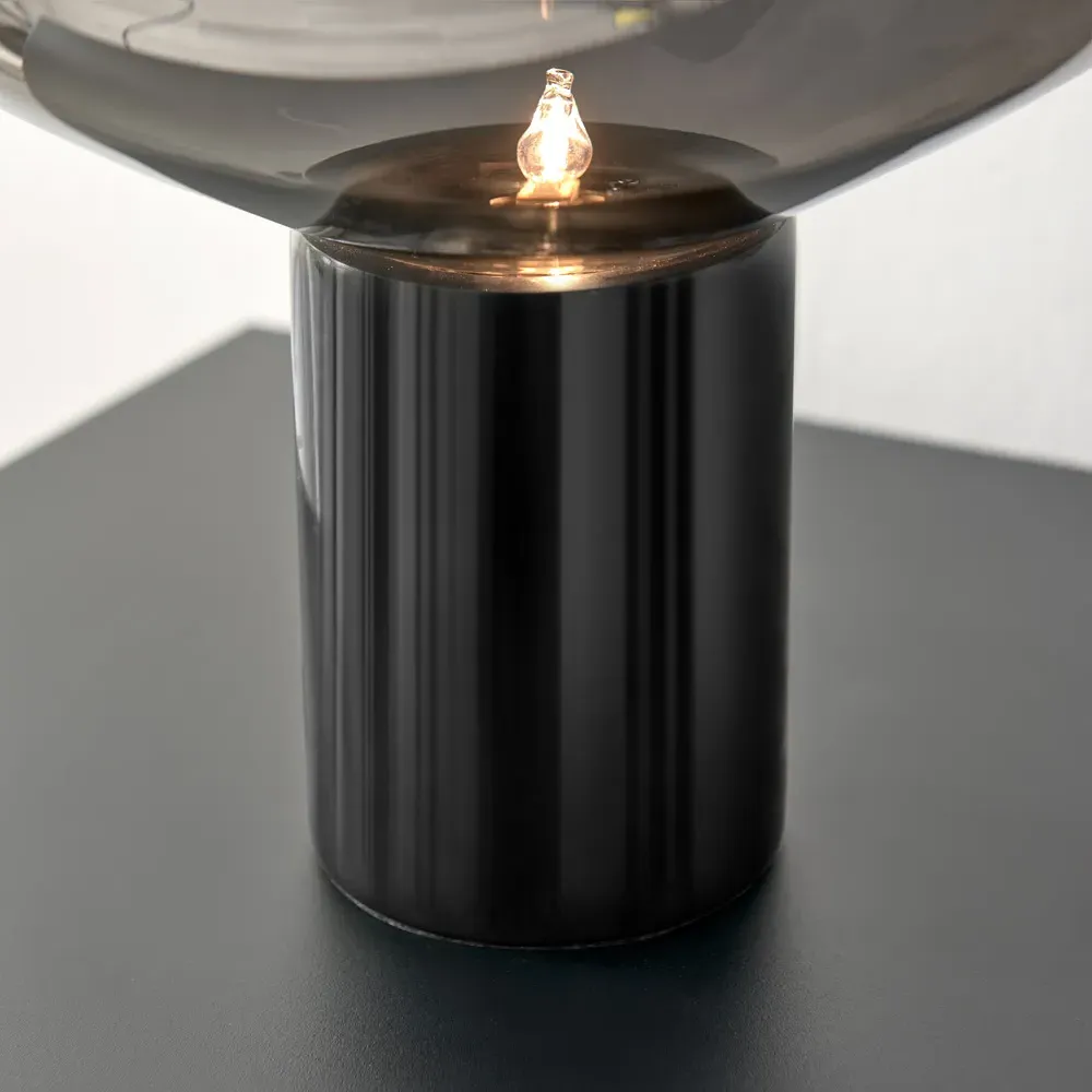 Lauren Smoked Glass Table Lamp - Black, Marble