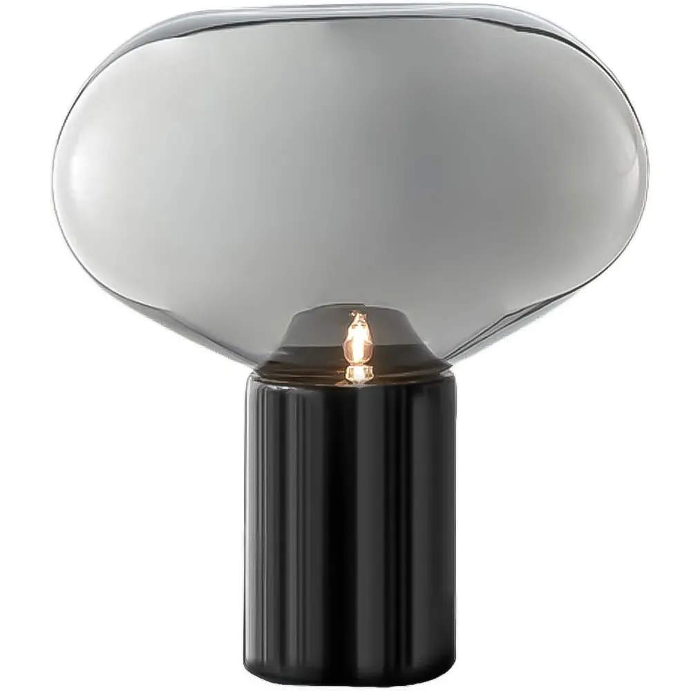 Lauren Smoked Glass Table Lamp - Black, Marble image
