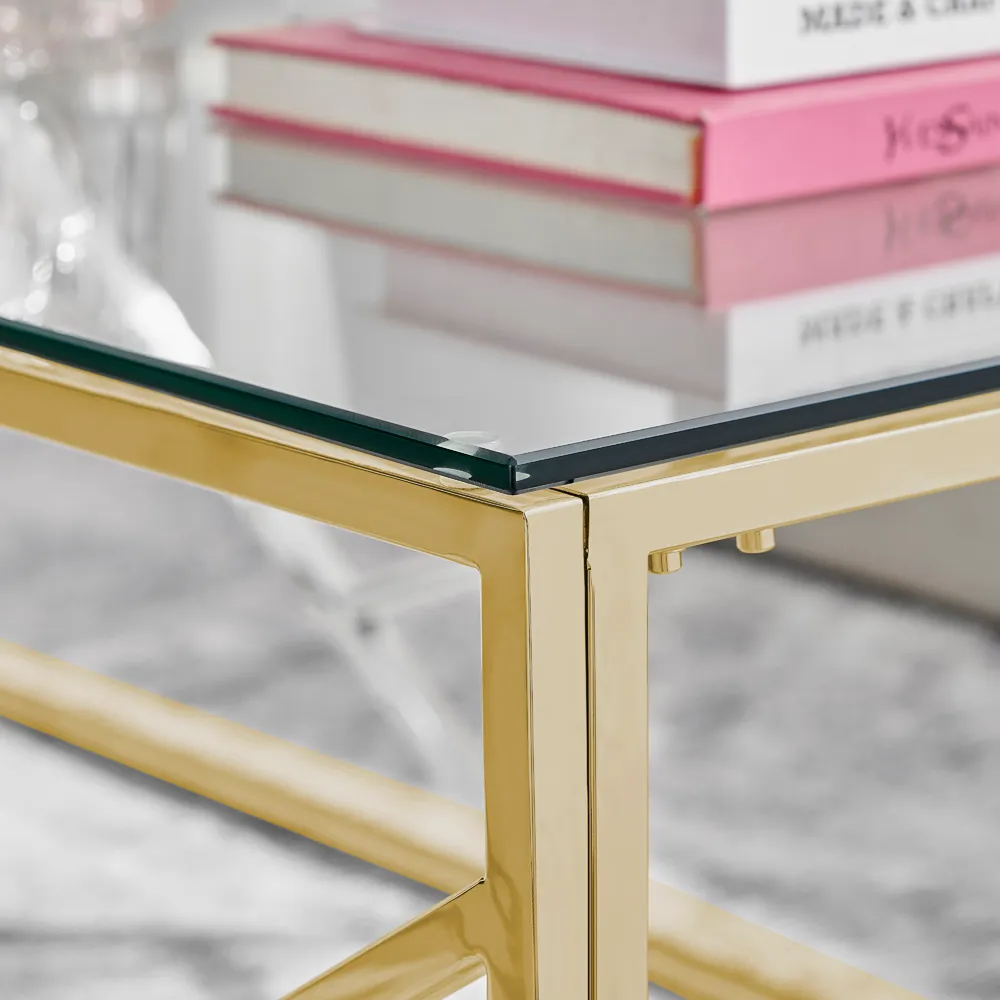 Lazzaro Coffee Table - Gold, Glass