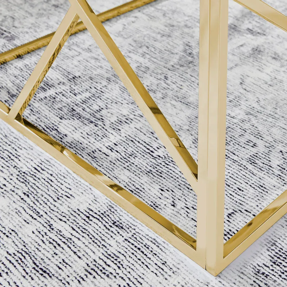 Lazzaro Coffee Table - Gold, Glass