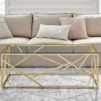 Lazzaro Coffee Table - Gold, Glass