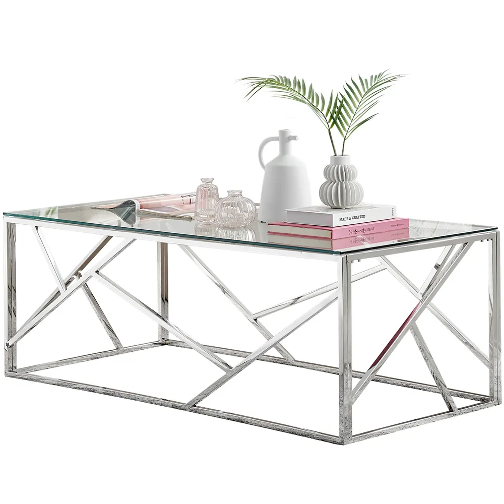 Lazzaro Coffee Table - Silver, Glass