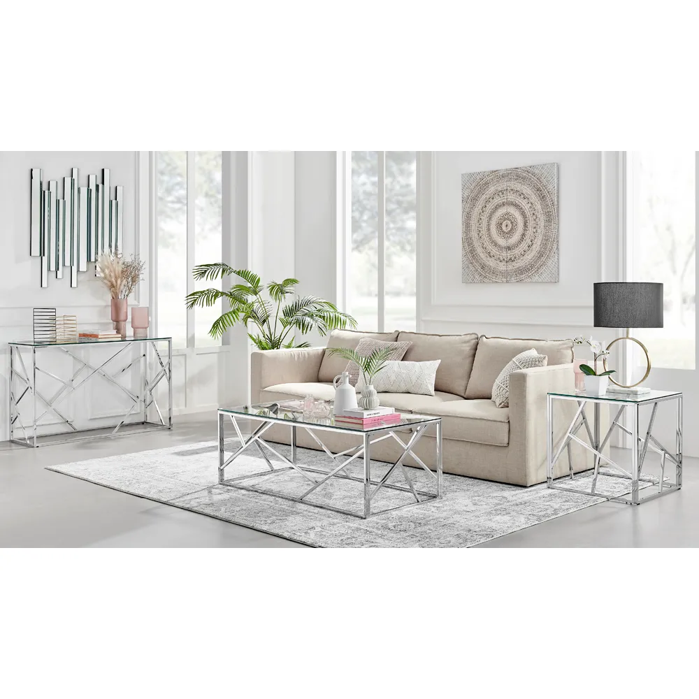 Lazzaro Coffee Table - Silver, Glass