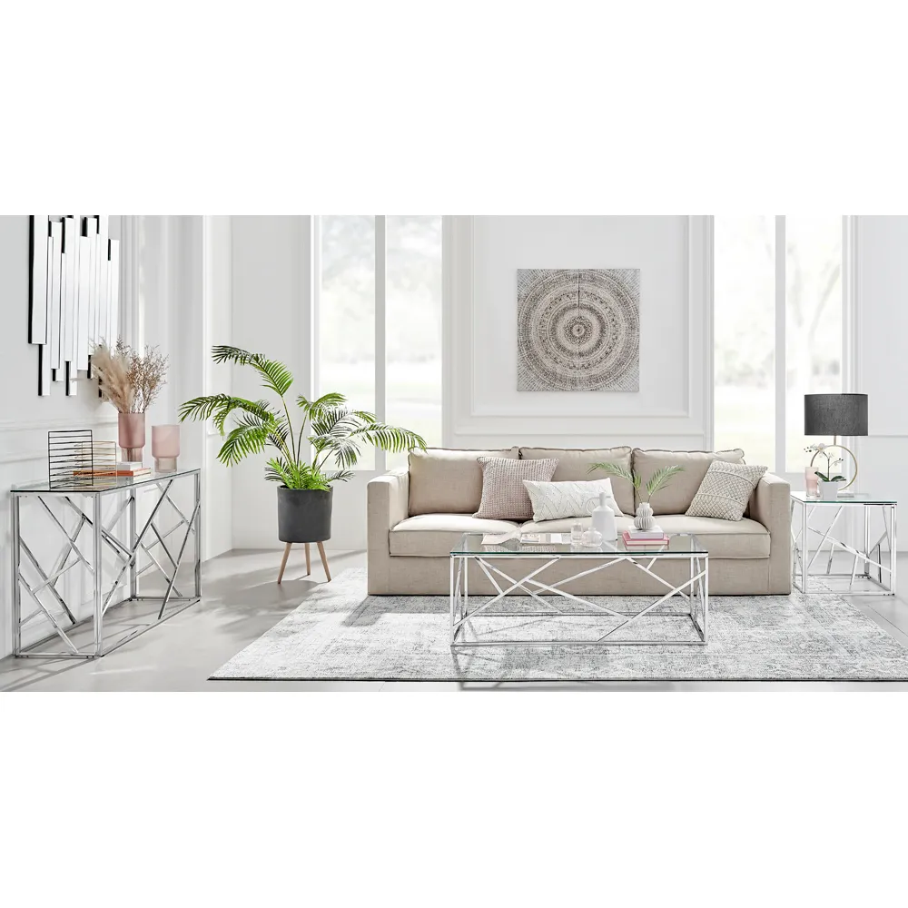 Lazzaro Coffee Table - Silver, Glass