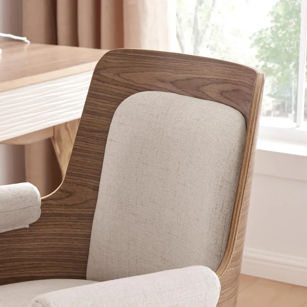 Loomz Office Chair with Wood Frame - Cream