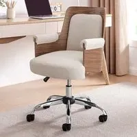 Loomz Office Chair with Wood Frame - Cream