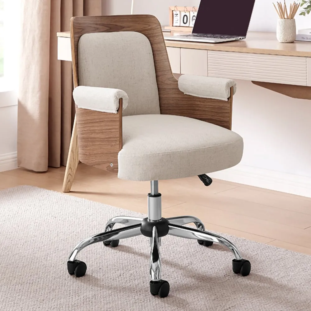 Loomz Office Chair with Wood Frame - Cream