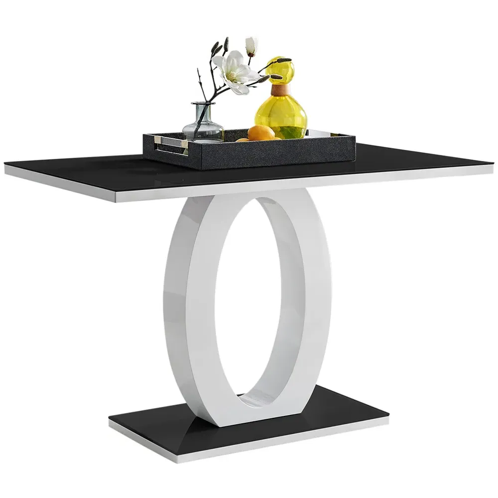 Lucia 4 Seater Dining Table - Black, Glass