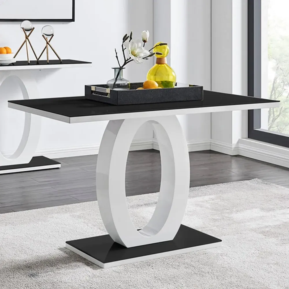 Lucia 4 Seater Dining Table - Black, Glass image