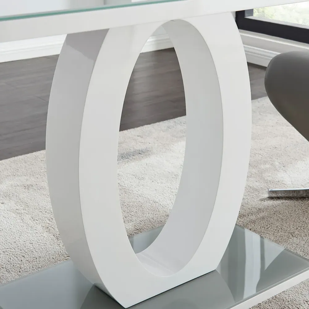 Lucia 4 Seater Dining Table - White, Tempered Glass