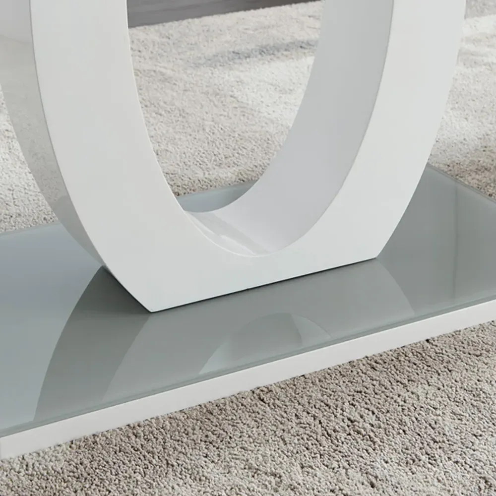 Lucia 4 Seater Dining Table - White, Tempered Glass