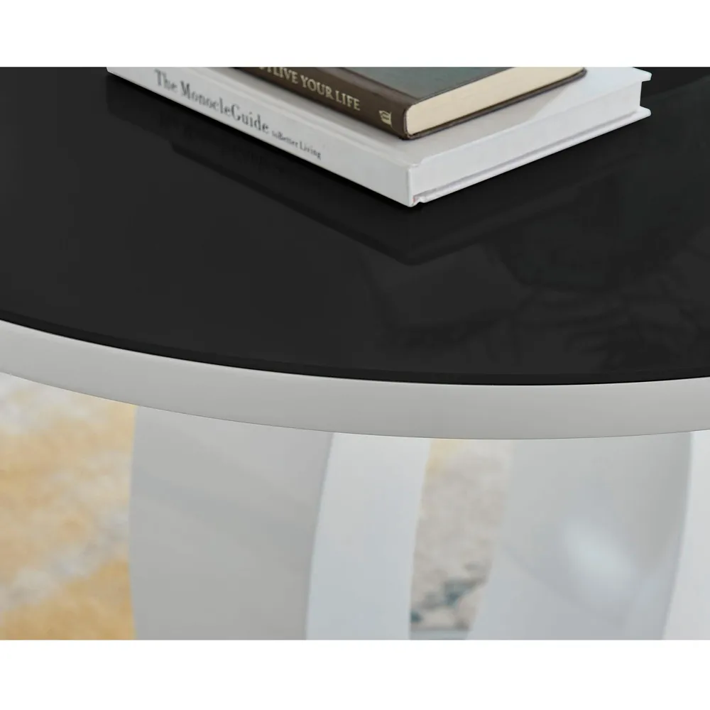 Lucia 4-Seater Round Dining Table - Black, Glass