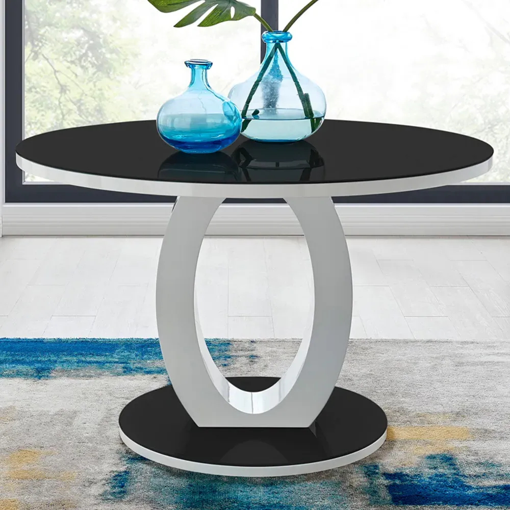 Lucia 4-Seater Round Dining Table - Black, Glass image