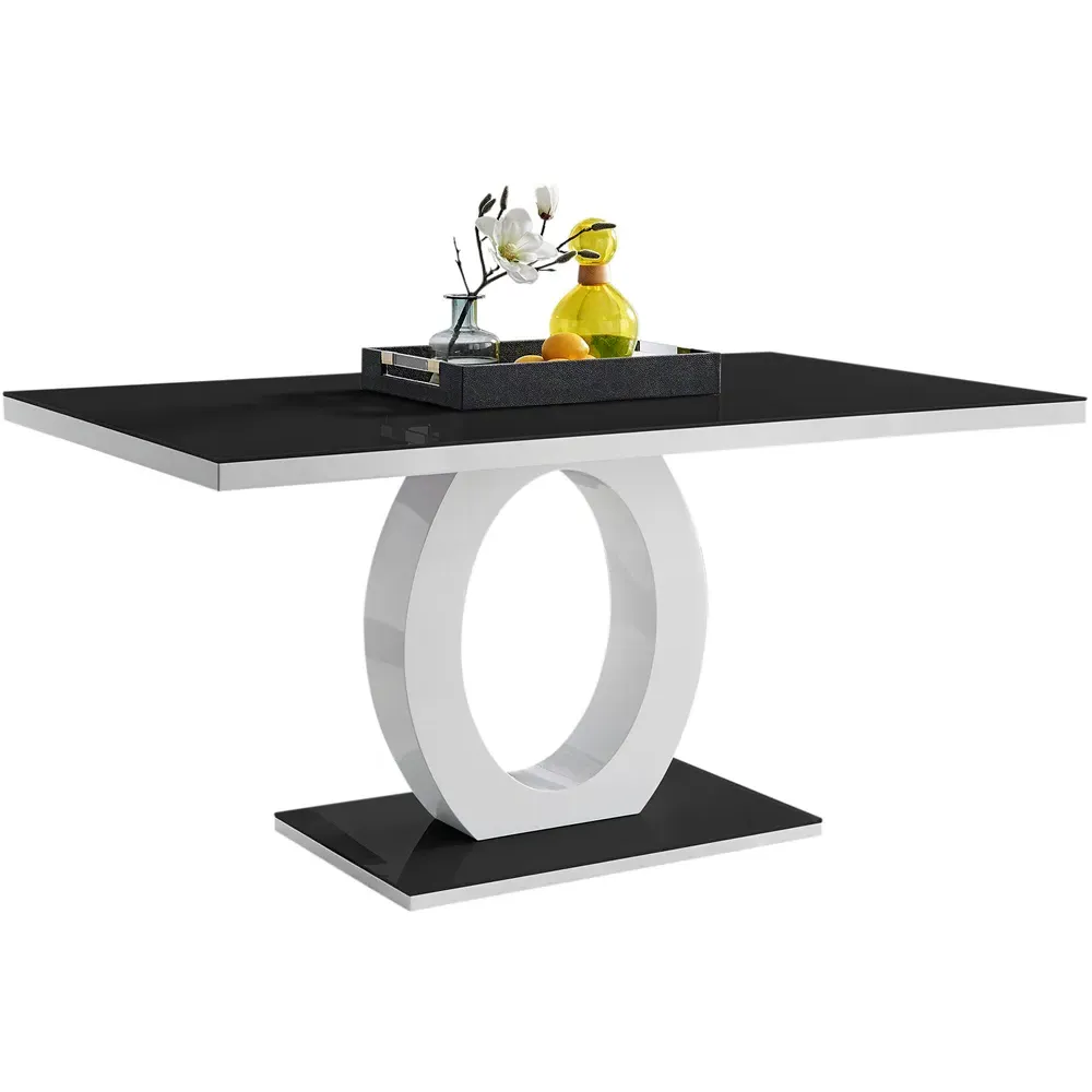 Lucia 6 Seater Dining Table - Black, Glass