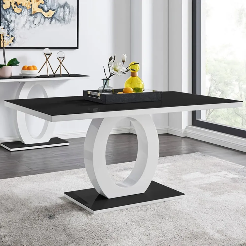 Lucia 6 Seater Dining Table - Black, Glass