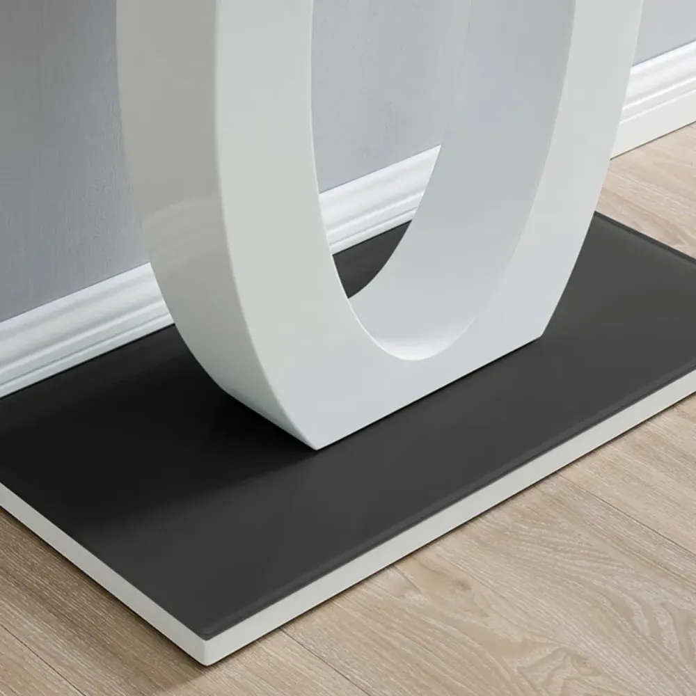 Lucia Halo High Gloss Glass Console Table - Black and White