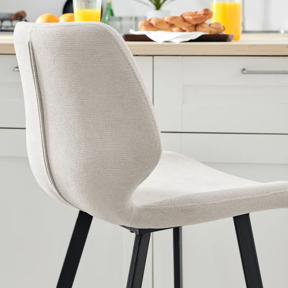 Lyla Set of 2 Bar Chairs - Cream, Textured Weave