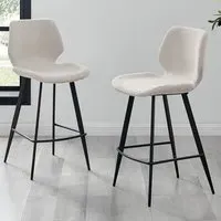Lyla Set of 2 Bar Chairs - Cream, Textured Weave
