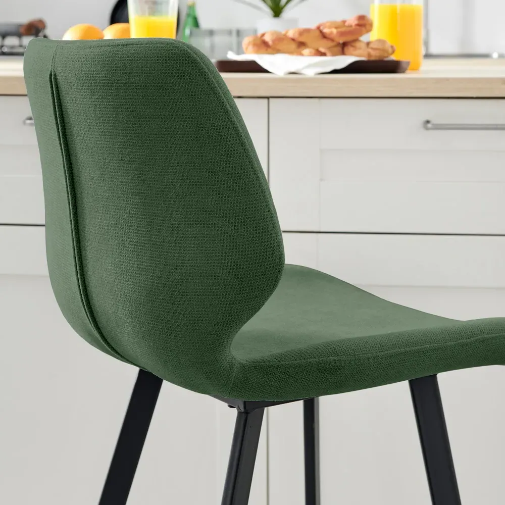 Lyla Set of 2 Bar Chairs - Green, Textured Weave