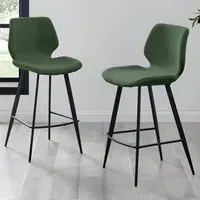 Lyla Set of 2 Bar Chairs - Green, Textured Weave