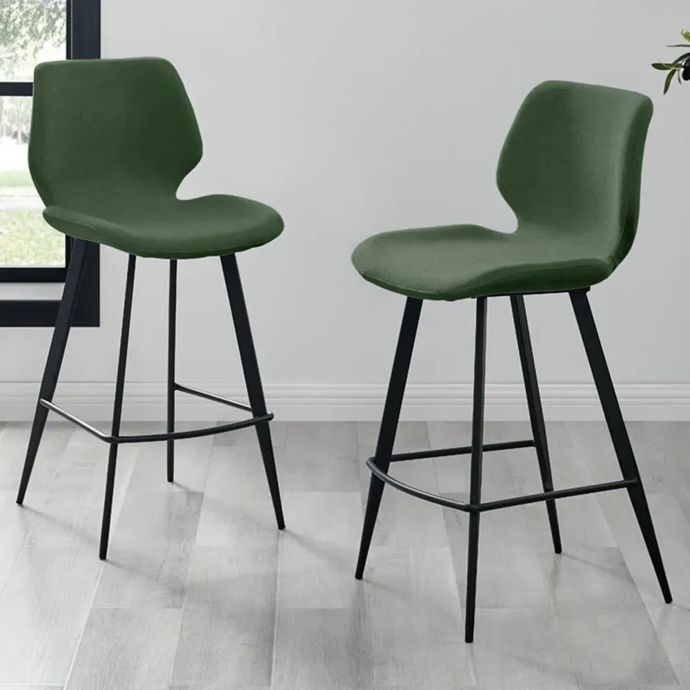 Lyla Set of 2 Bar Chairs - Green, Textured Weave