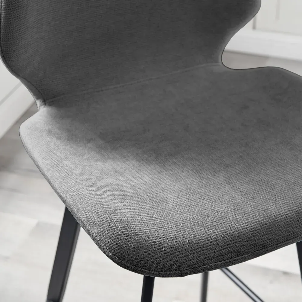 Lyla Set of 2 Bar Chairs - Grey, Textured Weave