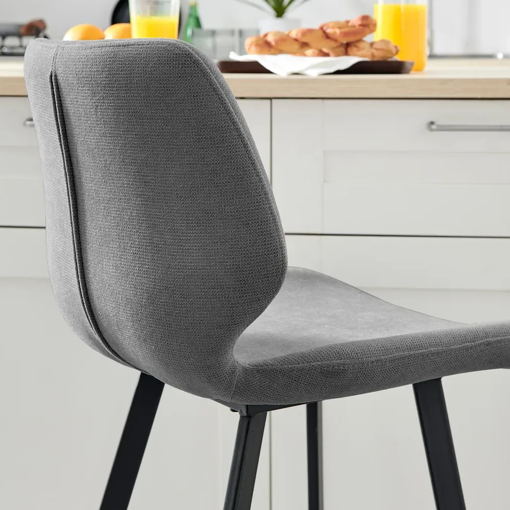 Lyla Set of 2 Bar Chairs - Grey, Textured Weave