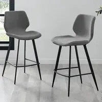 Lyla Set of 2 Bar Chairs - Grey, Textured Weave