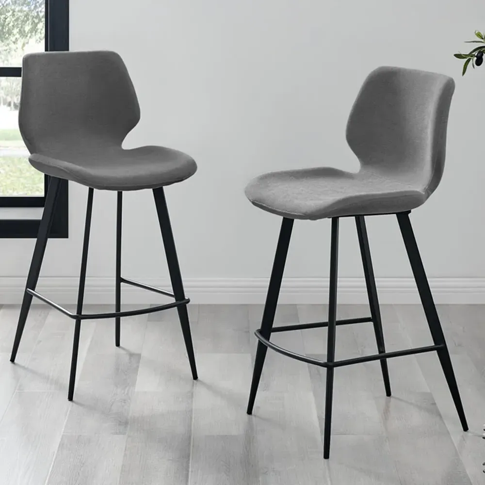 Lyla Set of 2 Bar Chairs - Grey, Textured Weave