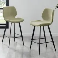 Lyla Set of 2 Bar Chairs - Sage, Textured Weave