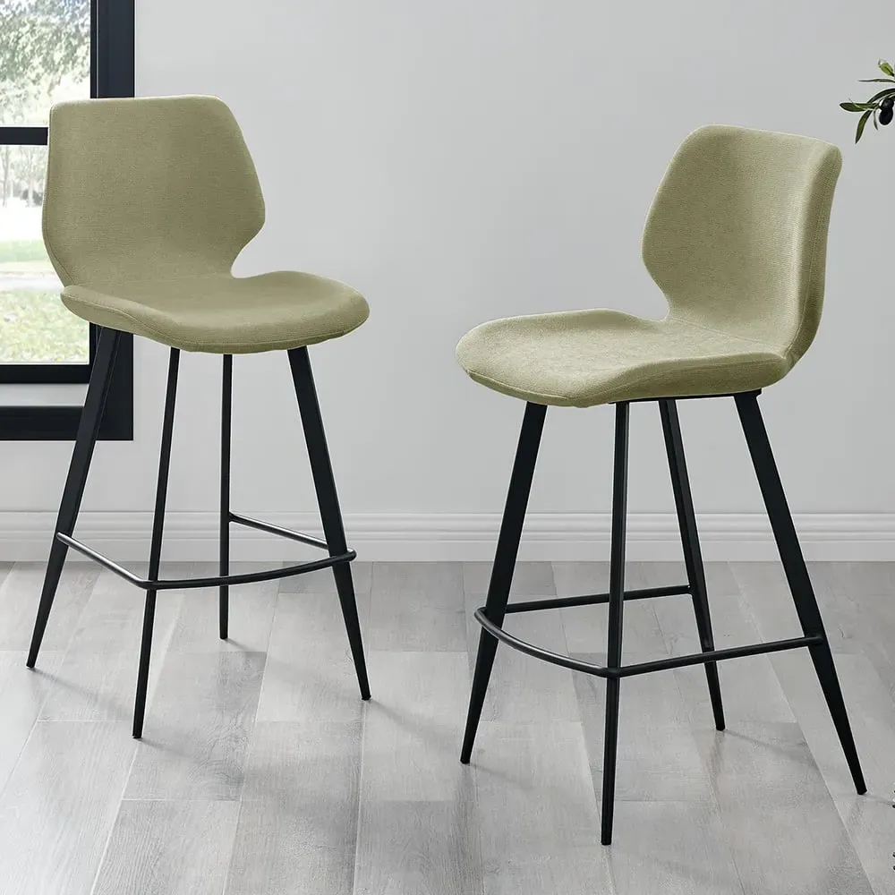 Lyla Set of 2 Bar Chairs - Sage, Textured Weave