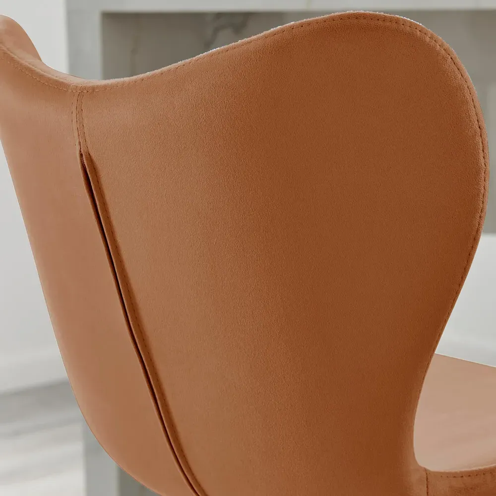 Mandy Velvet Bar Chair Set of 2 - Orange