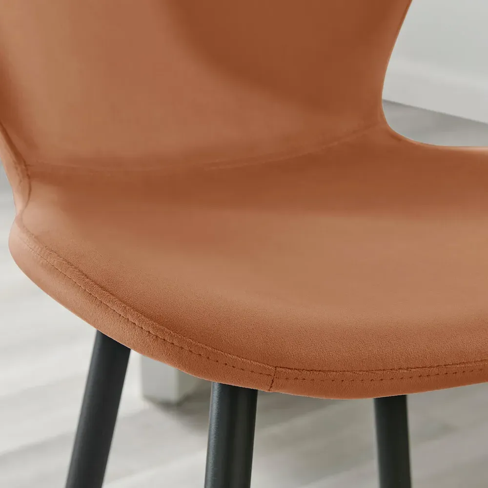 Mandy Velvet Bar Chair Set of 2 - Orange