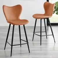 Mandy Velvet Bar Chair Set of 2 - Orange