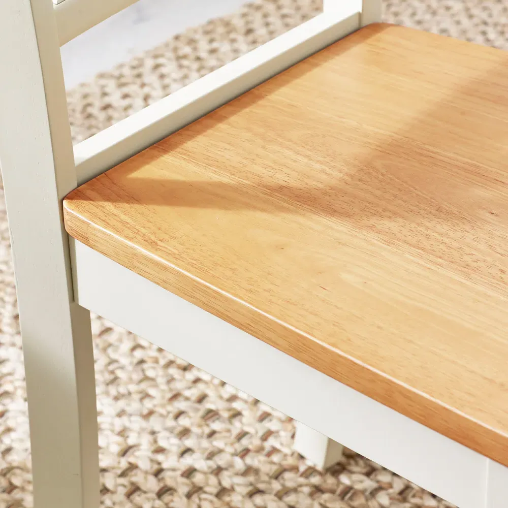 Marros Set of 2 Crossback Dining Chairs - Cream, Oak Effect