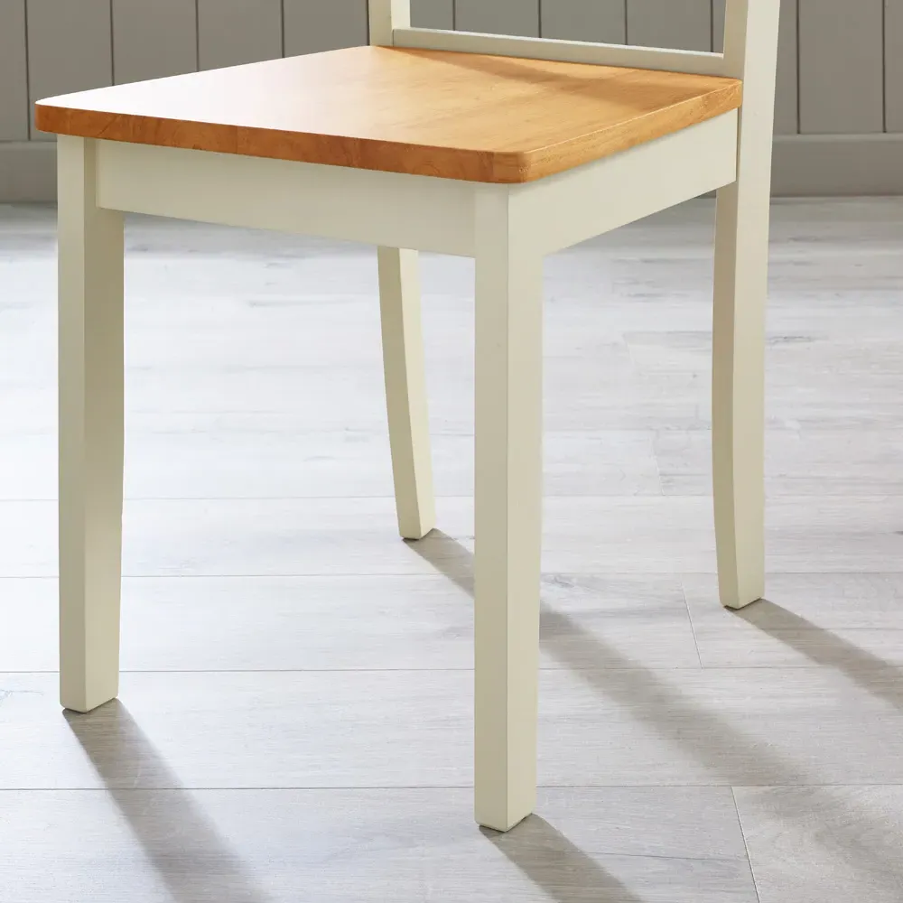 Marros Set of 2 Crossback Dining Chairs - Cream, Oak Effect