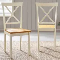 Marros Set of 2 Crossback Dining Chairs - Cream, Oak Effect