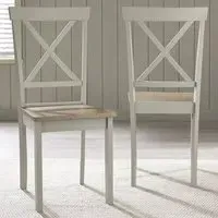 Marros Set of 2 Crossback Dining Chairs - Light Grey, Whitewash