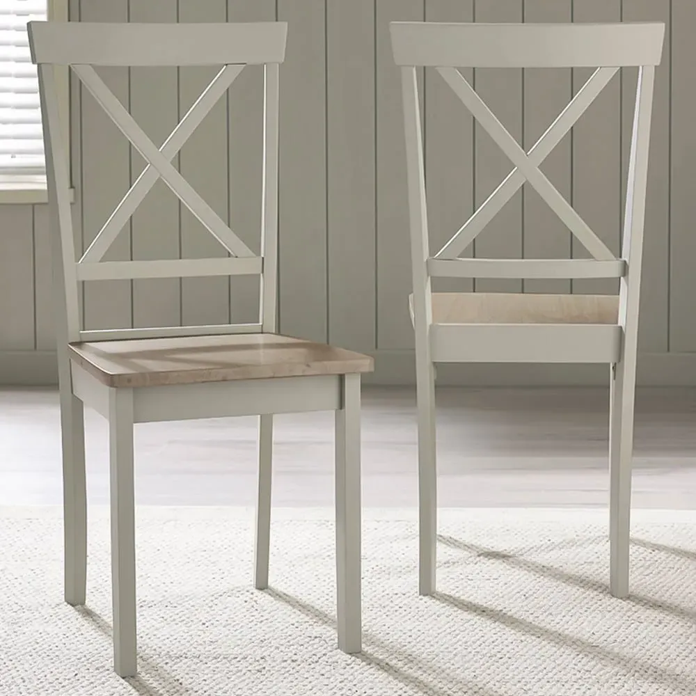 Marros Set of 2 Crossback Dining Chairs - Light Grey, Whitewash