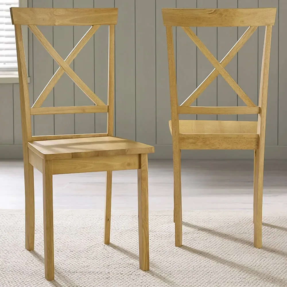 Marros Set of 2 Crossback Dining Chairs - Oak Effect