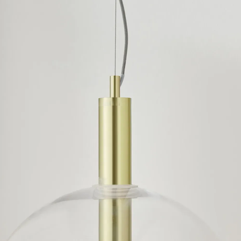 Milly Pendant Ceiling Light - Brass, Smoked Glass