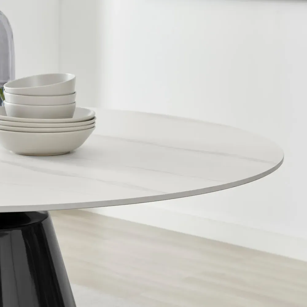 Nesbitt 6 Seater Round Dining Table - White, Ceramic